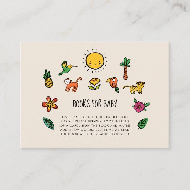 Carte D'accompagnement Joli Baby shower de jungle tropicale Livres pour b (Devant)