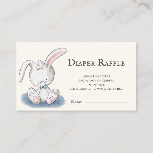 Carte D'accompagnement Joli Baby shower de lapin blanc Raffin de couche (Devant)