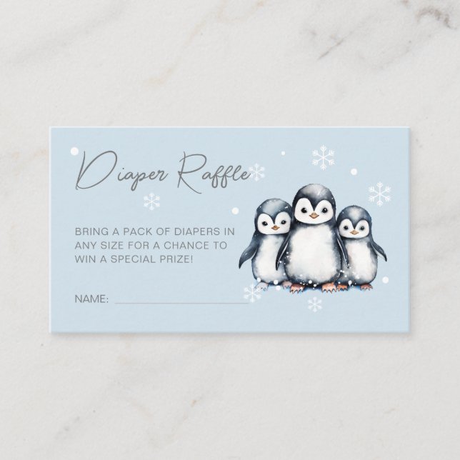 Carte D'accompagnement Joli Baby shower d'hiver Pingouin Raffin de couche (Devant)