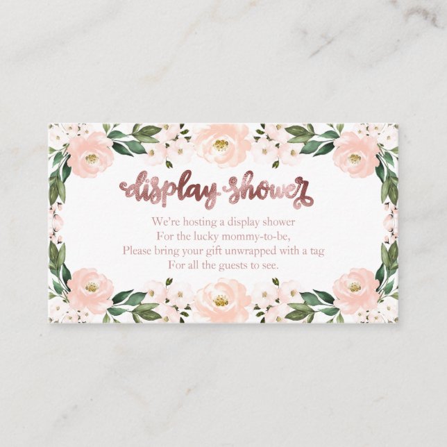 Carte D'accompagnement Joli Baby shower Floral Rose Afficher douche Encl (Devant)