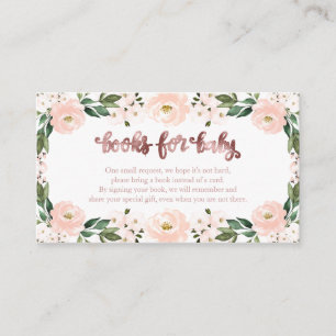 Carte D'accompagnement Joli Baby shower Floral Rose Livres Pour Bébé