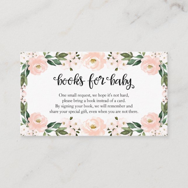 Carte D'accompagnement Joli Baby shower Floral Rose Livres Pour Bébé (Devant)