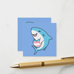 Carte D'accompagnement Joli Blahaj bleu requin tenant Trans Coeur