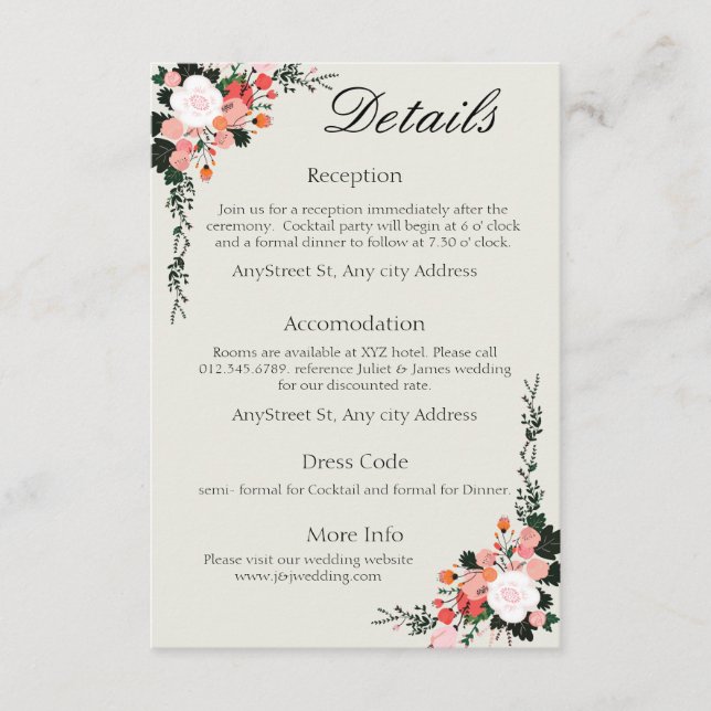 Carte D'accompagnement Joli Boîtier floral rose et blanc C (Devant)