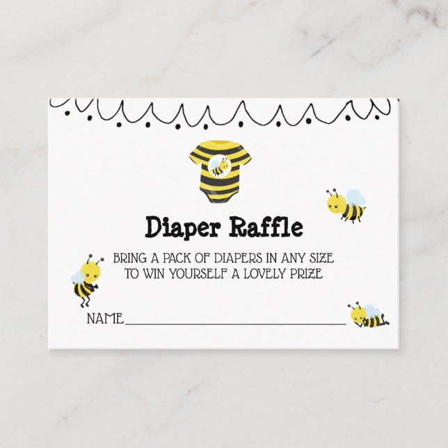 Carte D'accompagnement *~* Joli Doodle Bee Baby shower Déchets Raffle (Devant)