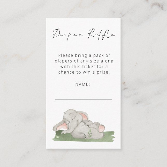 Carte D'accompagnement Joli Eléphant Script Déchets Baby shower Enc (Devant)