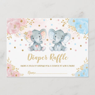 Carte D'accompagnement Joli Eléphant Twins Garçon Fille Bébé Déchets Raff