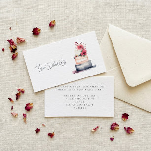 Carte D'accompagnement Joli gâteau mariage de couleur aquarelle détails