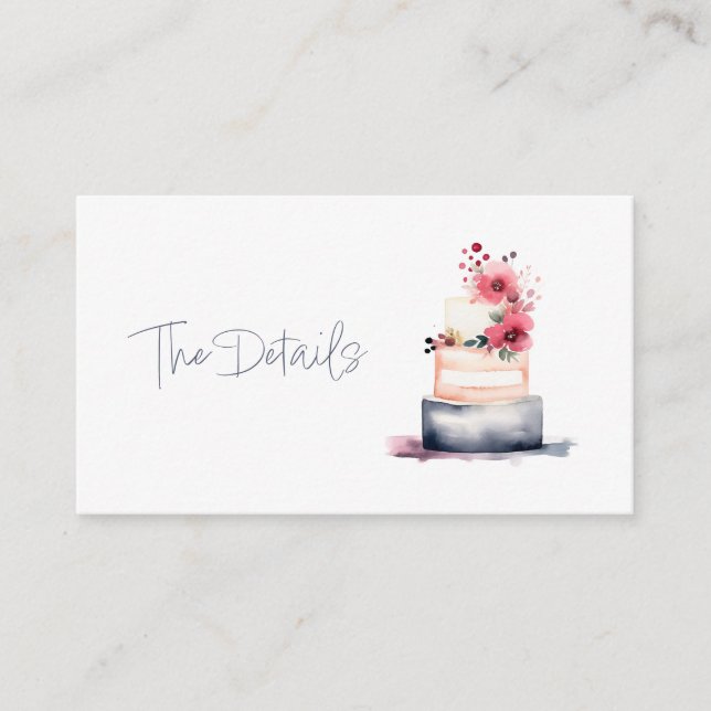 Carte D'accompagnement Joli gâteau mariage de couleur aquarelle détails (Devant)