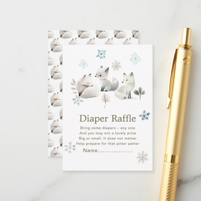 Carte D'accompagnement Joli Hiver Baby shower de loup de l'Arctique Raffi (Devant/Arrière en situation)