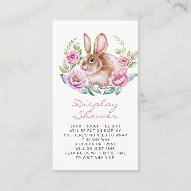 Carte D'accompagnement Joli lapin et fleurs roses Wreath Display douche (Devant)
