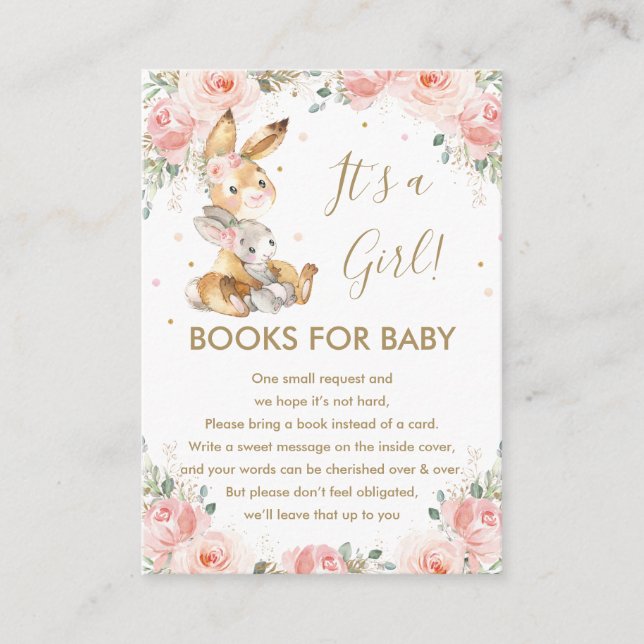 Carte D'accompagnement Joli lapin lapin Blush Floral Livres pour bébé (Devant)