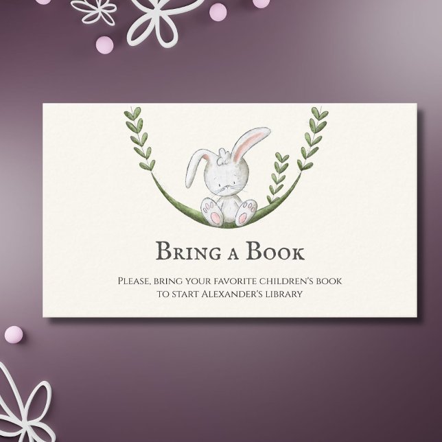 Carte D'accompagnement Joli lapin lapin sur neige Apportez un livre (Créateur téléchargé)