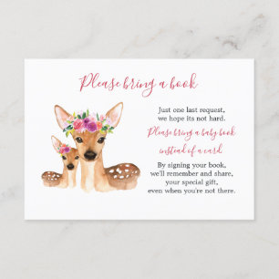 Carte D'accompagnement Joli livre de maman et bébé cerf pour la fête prén