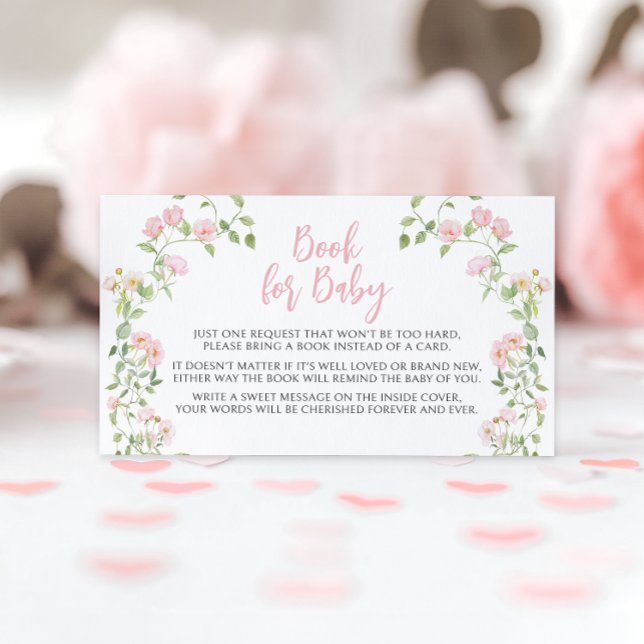 Carte D'accompagnement Joli Livre Floral Rose Bow Pour Bébé Fille Douche (Créateur téléchargé)