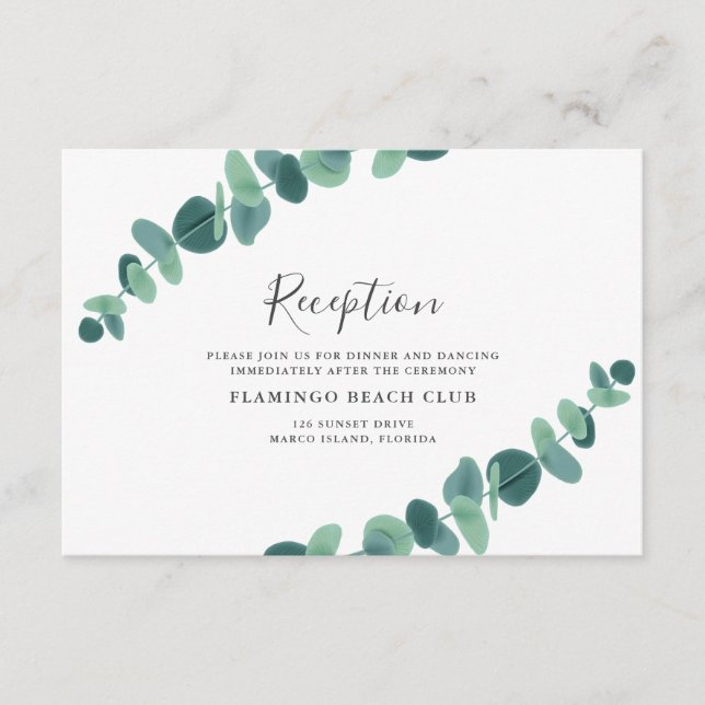 Carte D'accompagnement Joli Mariage Eucalyptus (Devant)