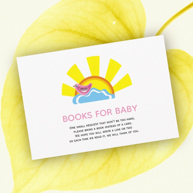 Carte D'accompagnement Joli oiseau et soleil Books pour le Baby shower (Créateur téléchargé)