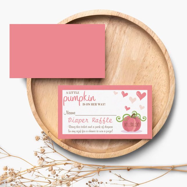 Carte D'accompagnement Joli Petit Baby shower Citrouille Déchets Raffle (Créateur téléchargé)