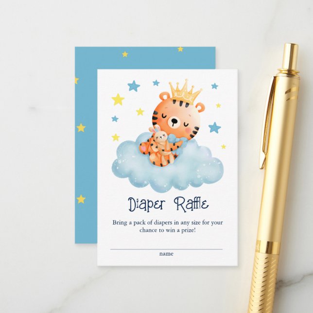 Carte D'accompagnement Joli Petit Baby shower Tigre Déchets Raffin (Devant/Arrière en situation)