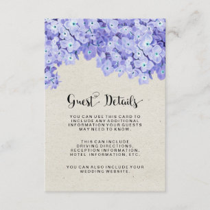 Carte D'accompagnement Joli Rustic Floral Mariage Détails sur l'invité