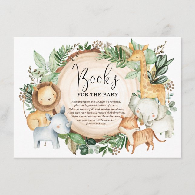 Carte D'accompagnement Joli Safari Jungle Vert Apporter un livre Baby Boy (Devant)