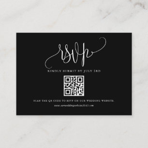 Carte D'accompagnement Joli script de calligraphie noir QR Code RSVP