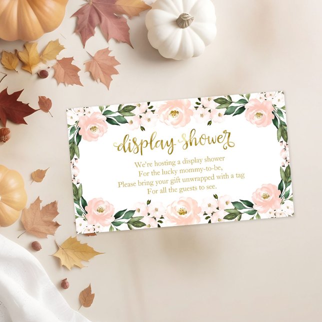 Carte D'accompagnement Jolie Baby shower rose Floral avec douche (Créateur téléchargé)