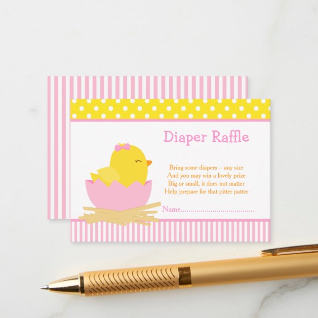 Carte D'accompagnement Jolie fille rose Petit Déchets Raffle (Devant/Arrière en situation)
