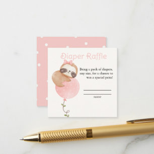 Carte D'accompagnement Jolie Sloth Baby Girl Baby shower Déchets Raffle
