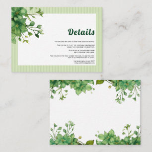 Carte D'accompagnement Jolie verdure et rayures détails de mariage printa