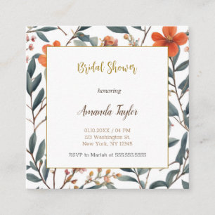 Carte D'accompagnement Jolies Fleurs Mariage Minimaliste