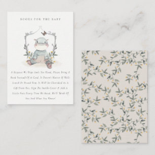 Carte D'accompagnement Jolis livres de faune bébé hippopotame jaune pour 