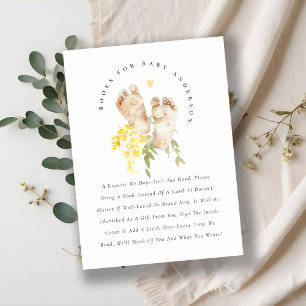 Carte D'accompagnement Jolis Pieds Fleurs Jaunes Livres Pour Baby Shower