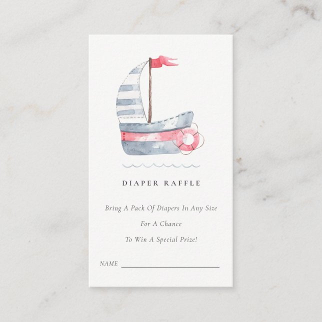 Carte D'accompagnement Jote Red Blue Sailboat Baby shower de rouleaux (Devant)