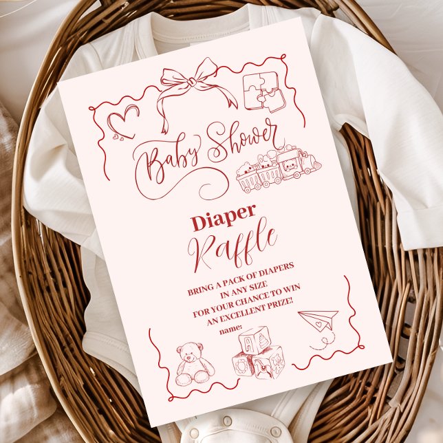 Carte D'accompagnement Jouets de Doodle Rose Baby shower Diapper Raffer (Créateur téléchargé)