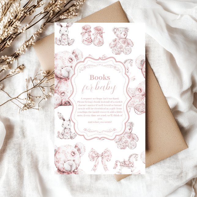 Carte D'accompagnement Jouets roses Toile De Jouy Baby shower Livres pour (Créateur téléchargé)