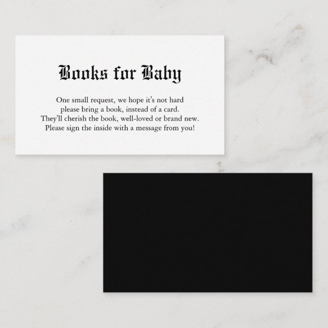 Carte D'accompagnement Journaux Baby showers Livres pour bébé (Devant / Derrière)