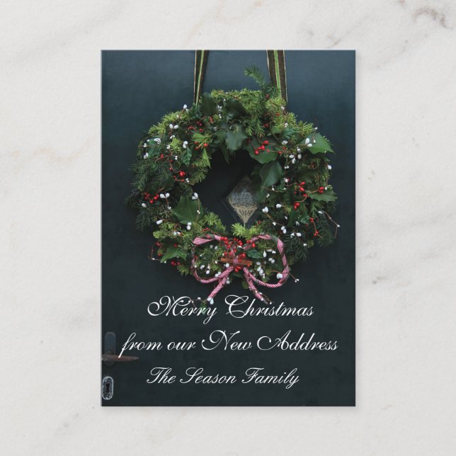 Carte D'accompagnement Joyeuse couronne de Noël de notre nouvelle adresse (Devant)