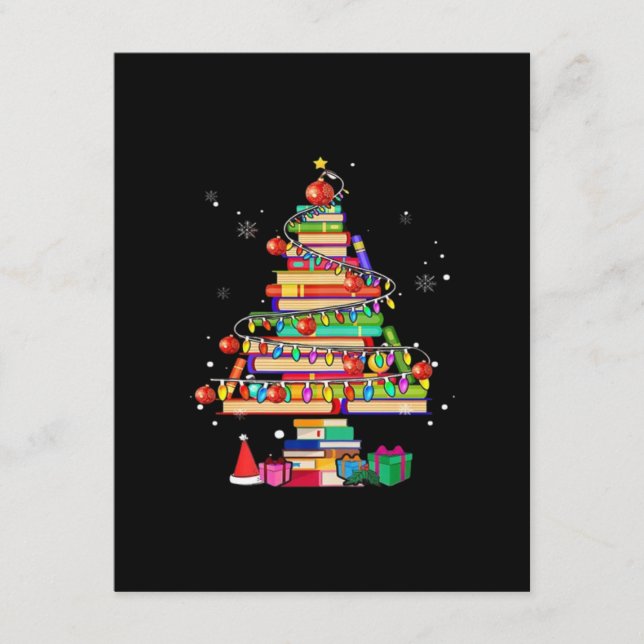 Carte D'accompagnement Joyeux arbre de la bibliothèque de Noël (Devant)