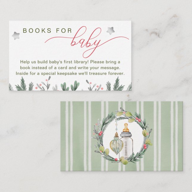 Carte D'accompagnement Joyeux Baby shower de Noël Livres pour bébé (Devant / Derrière)