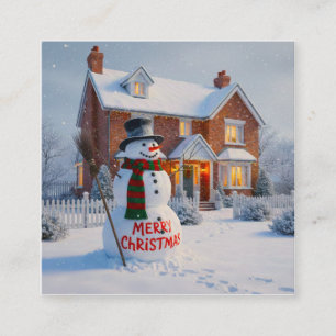 CARTE D'ACCOMPAGNEMENT JOYEUX NOËL GRANDE SCÈNE D'HIVER BONHOMME DE NEIGE