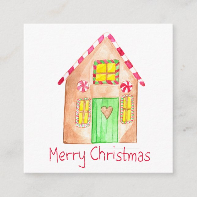 Carte D'accompagnement Joyeux Noël Maison en pain d'épices (Devant)