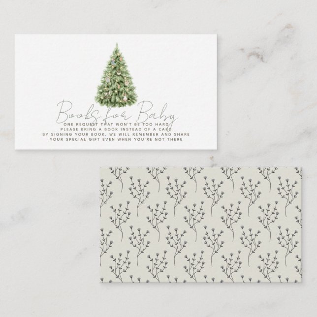 Carte D'accompagnement Joyeux Petit Arbre de Noël Demande de livre pour b (Devant / Derrière)
