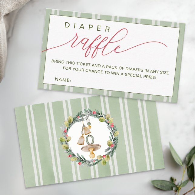 Carte D'accompagnement Joyeux petit Baby shower de Noël Déchets Raffle (Diaper Raffle Enclosure Card)