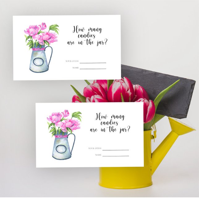 Carte D'accompagnement Jug de fleurs - devinez combien de bonbons dans le (Créateur téléchargé)