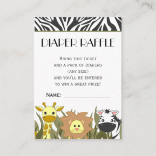 Carte D'accompagnement Jumeau animal thème Diaper Raffle billet