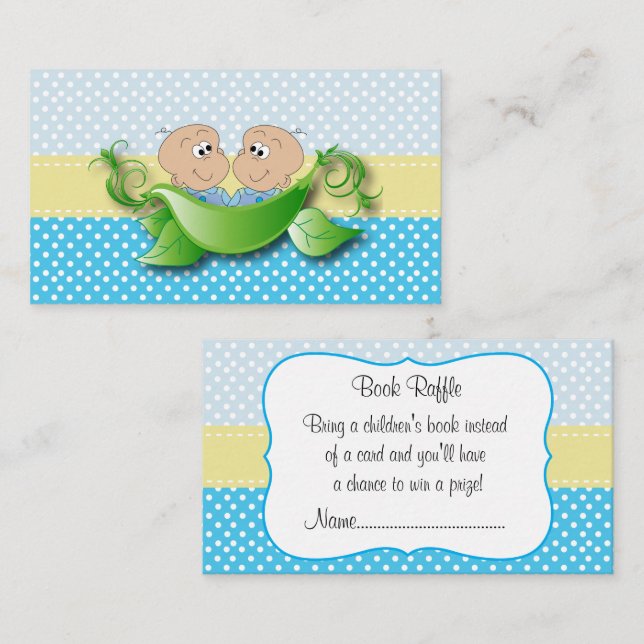 Carte D'accompagnement Jumeaux Bébés - Deux Pois Dans Un Raffle De Livre  (Devant / Derrière)