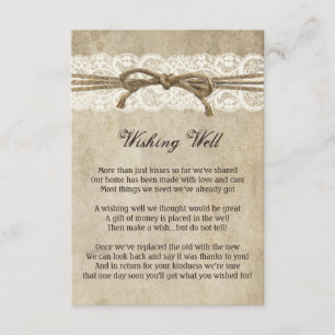 Carte D'accompagnement Jumelle Elegance vintage sur dentelle Wishing Well