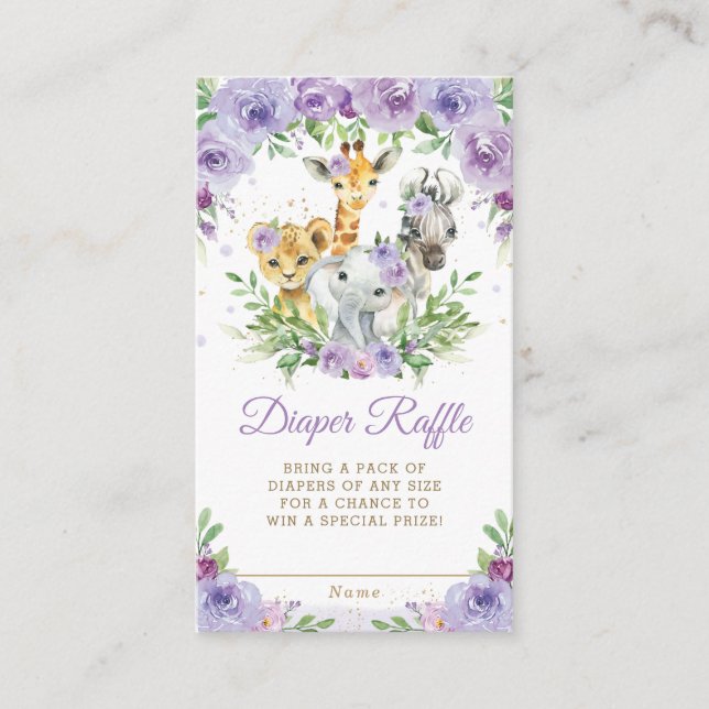 Carte D'accompagnement Jungle Animal Safari Purple Floral Déchets Raffin (Devant)