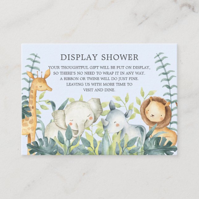 Carte D'accompagnement Jungle Animaux Baby shower Cadeau Afficher douche (Devant)